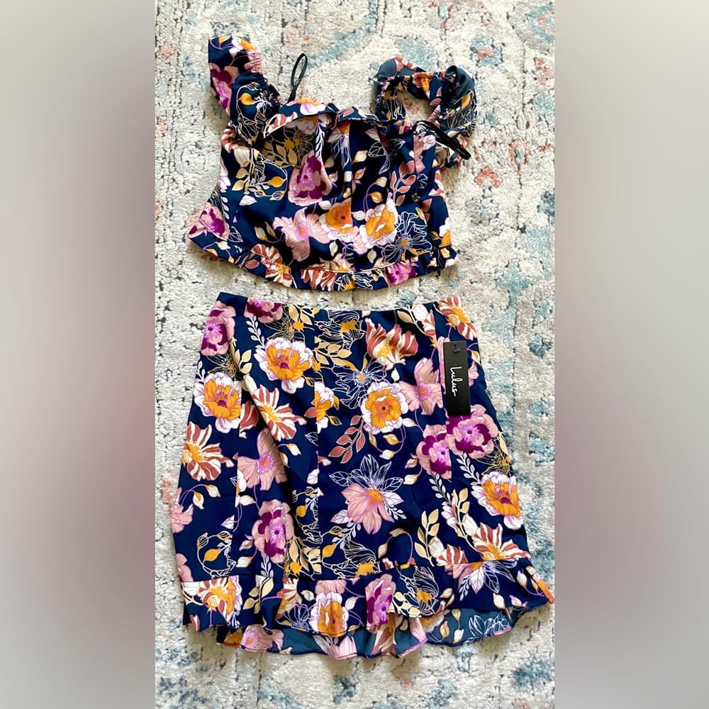 Lulus two piece off shoulder top and skirt